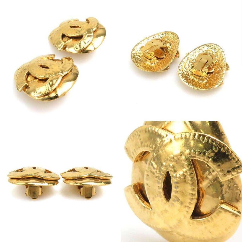 CHANEL Authentic Gold Logo Earrings - Picture 4 of 5